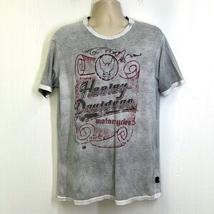 Harley Davidson - Gray Stonewashed Harley Davidson Bald Eagle Graphic T Shirt L